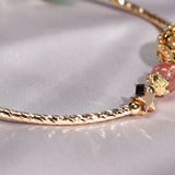 Rutilated Pink/Green Strawberry Crystal Cat's Eye Beaded Bracelet