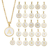 Plated Initial Letter Necklace Personalized Round Alphabet Necklace