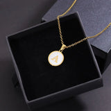 Plated Initial Letter Necklace Personalized Round Alphabet Necklace