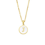 Plated Initial Letter Necklace Personalized Round Alphabet Necklace