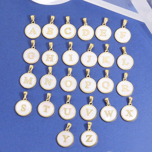 Plated Initial Letter Necklace Personalized Round Alphabet Necklace