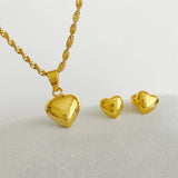 Women's Heart Pendant Necklace and Stud Earrings Set