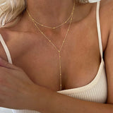 Double Layered Lariat Necklace for Women