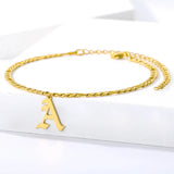 Plated Letter Bracelet Old English Alphabet Stainless Steel Charm Bracelets