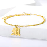 Plated Letter Bracelet Old English Alphabet Stainless Steel Charm Bracelets