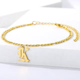 Plated Letter Bracelet Old English Alphabet Stainless Steel Charm Bracelets