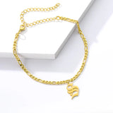 Plated Letter Bracelet Old English Alphabet Stainless Steel Charm Bracelets