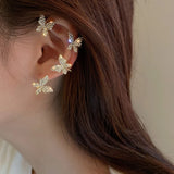 Zircon Butterfly Ear Cuff Clip Earring French Style Jewelry