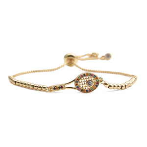 Multicolor CZ Tennis Racket Charm Bracelet - Racquet Jewelry Gift