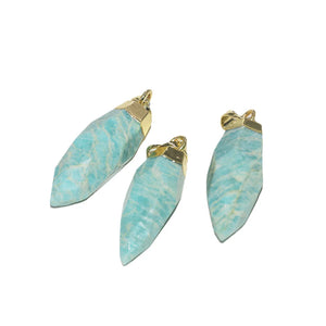 Amazonite Stone Pendant Bullet Point Charms 5pc