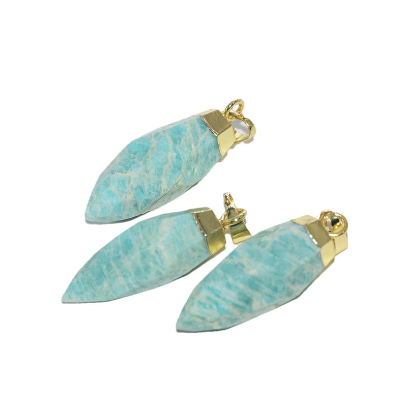 Amazonite Stone Pendant Bullet Point Charms 5pc