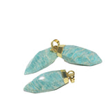 Amazonite Stone Pendant Bullet Point Charms 5pc
