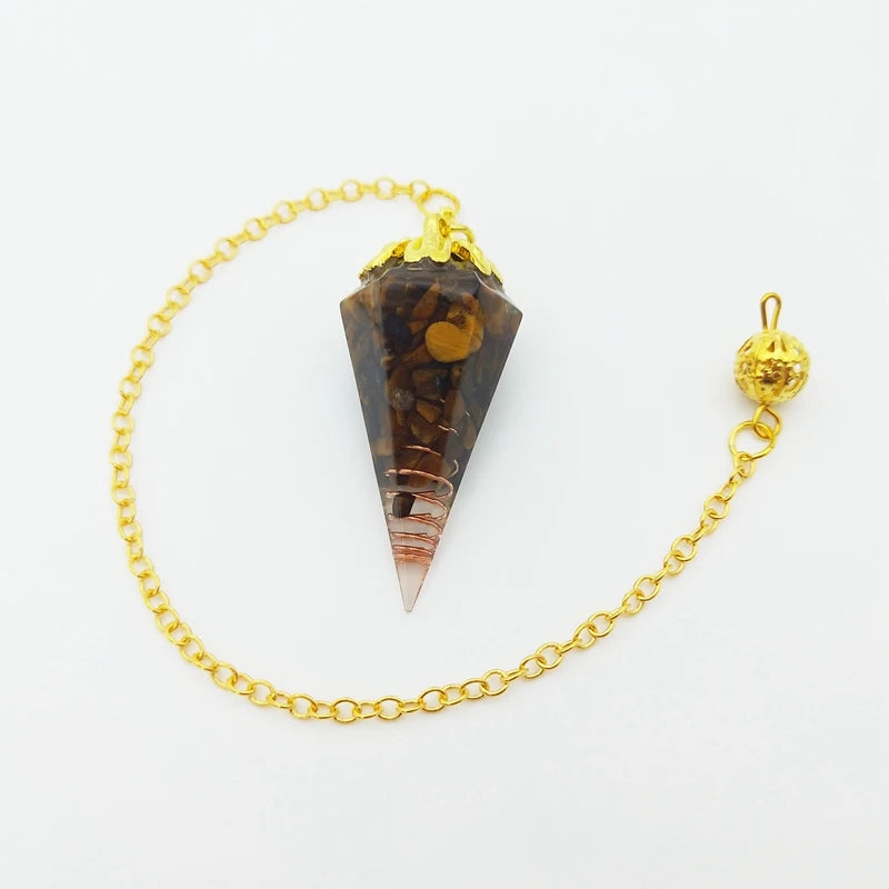 Natural Crystal Hexagonal Cone Pendant Colorful Pendule Reiki Quartz Amulet