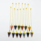 Natural Crystal Hexagonal Cone Pendant Colorful Pendule Reiki Quartz Amulet