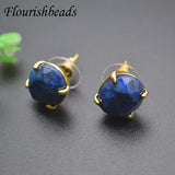 Natural Stone Lapis Oval Stud Earrings