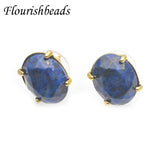 Natural Stone Lapis Oval Stud Earrings