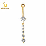 Zircon Charms Belly Button Ring 14G Surgical Steel Body Jewelry