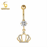 Zircon Charms Belly Button Ring 14G Surgical Steel Body Jewelry