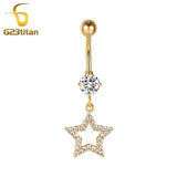 Zircon Charms Belly Button Ring 14G Surgical Steel Body Jewelry