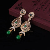 Bridal Green Red Rhinestone Necklace Earring Set