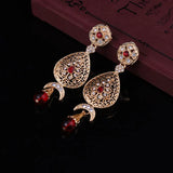 Bridal Green Red Rhinestone Necklace Earring Set