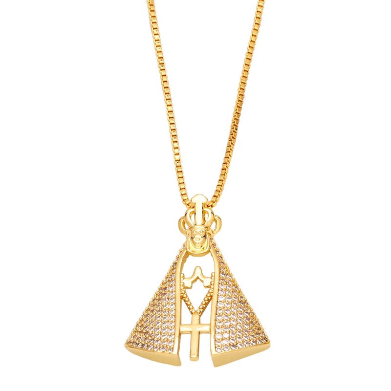Our Lady of Aparecida Necklace Copper Box Chain Necklace Catholic Jewelry