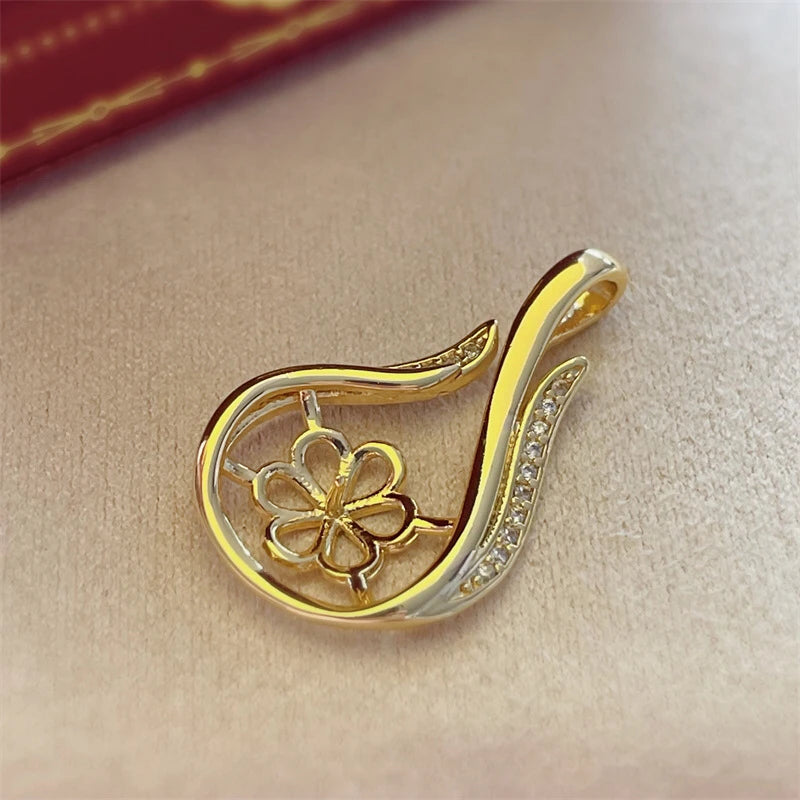 Plated Pendant Base Mount Setting for Pearls Corals Jade Beads
