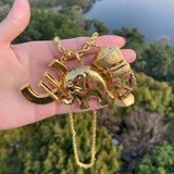 Elephant Pattern Pendant Necklace for Daily Wear