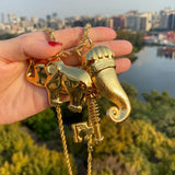 Elephant Pattern Pendant Necklace for Daily Wear