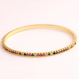 Rainbow Colorful Cz Thin Bangle Bracelet for Women