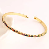 Rainbow Colorful Cz Thin Bangle Bracelet for Women