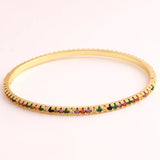 Rainbow Colorful Cz Thin Bangle Bracelet for Women