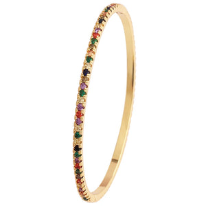 Rainbow Colorful Cz Thin Bangle Bracelet for Women