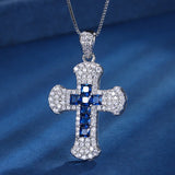 Retro Style Gemstone Cross Necklace Master 5 * 5 Faith Pendant Men's Charm