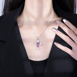 Retro Style Gemstone Cross Necklace Master 5 * 5 Faith Pendant Men's Charm