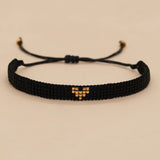 Seed Beaded Heart Bracelet Waterproof Cotton Rope Chain Charm Bracelets
