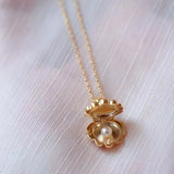 Plated Shell Charm Necklace Freshwater Pearl Pendant Choker