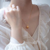 Plated Shell Charm Necklace Freshwater Pearl Pendant Choker