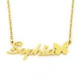 Personalized Butterfly Name Necklace Stainless Steel Initial Nameplate