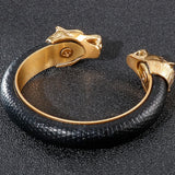 Stainless Steel Lion Head Bangle for Men