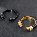 Stainless Steel Lion Head Bangle for Men