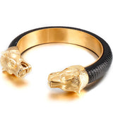 Stainless Steel Lion Head Bangle for Men