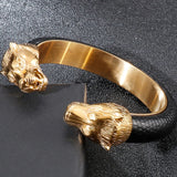 Stainless Steel Lion Head Bangle for Men