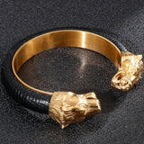 Stainless Steel Lion Head Bangle for Men