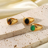 Vintage Mother Of Shell Cat's Eye Signet Ring