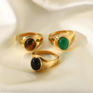 Vintage Mother Of Shell Cat's Eye Signet Ring