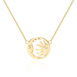 Stainless Steel Sun Star Pendant Choker Chain Necklace