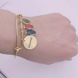 Stainless Steel Mama/Grandma Birthstone Bangle Bracelet