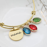 Stainless Steel Mama/Grandma Birthstone Bangle Bracelet