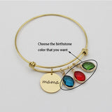 Stainless Steel Mama/Grandma Birthstone Bangle Bracelet